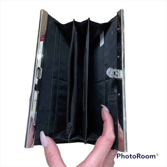 Clutch Wallet - Black Sleek Faux Lizard - Picture 6 of 6